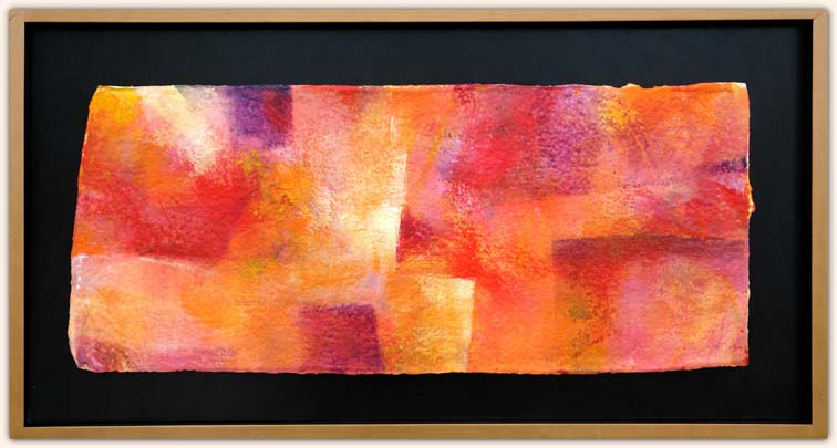 Improvisatie in rood, 2006; acryl op handgeschept papier (form. ca. 75 x 32 cm)
